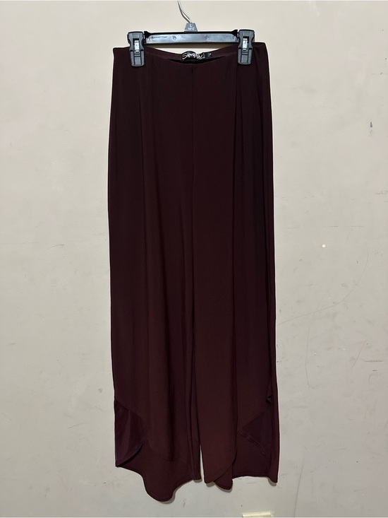 Sympli Pants - Sympli Rapt Pant Burgundy Jersey Knit Tulip Hem Stretch Elastic Waist Pockets 4
